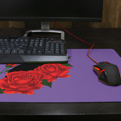 Black Cat And Roses Thin Desk Mat