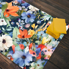 Orange, Blue and White Floral Playmat