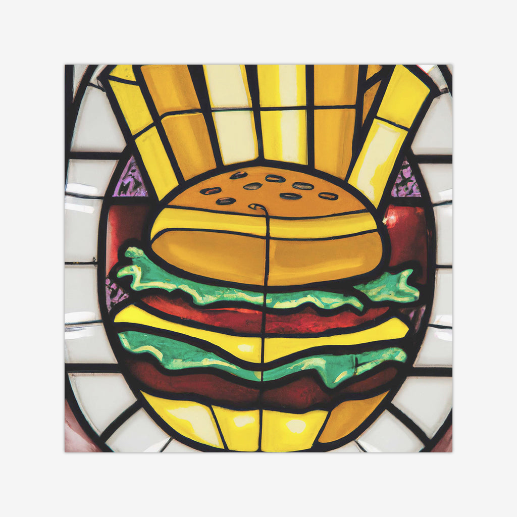 Stained Glass Burger and Fries Wargaming Mat