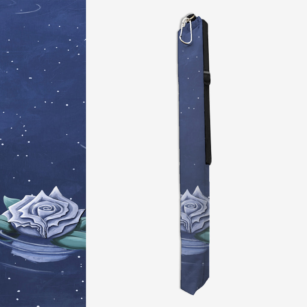 Lithium Lotus by Hook and Stylus. Flower in a pond with a blue space background. 