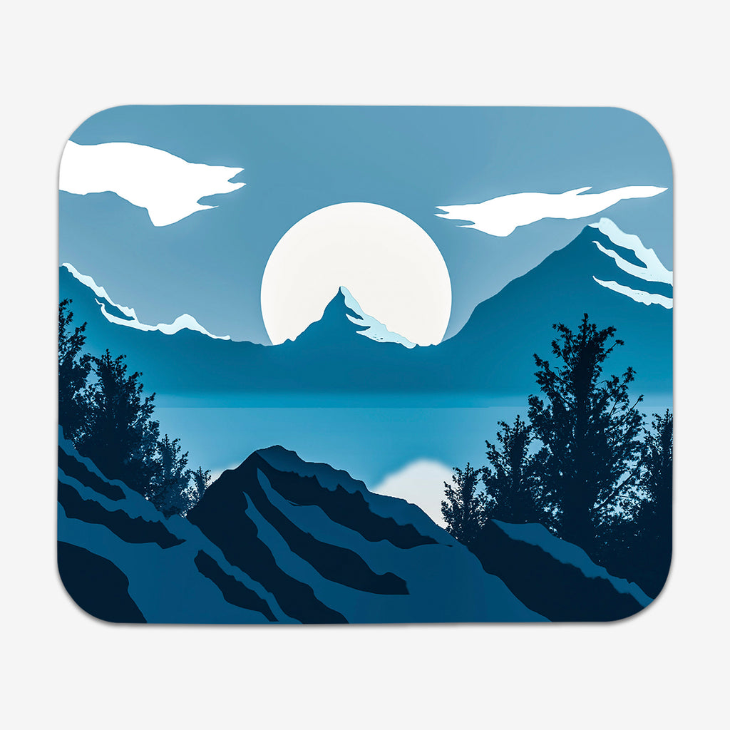Blue Winter Mountain Mousepad - Carbon Beaver - Mockup