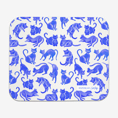 Cat Positions Pattern Mousepad - CatCoq - Mockup - Blue