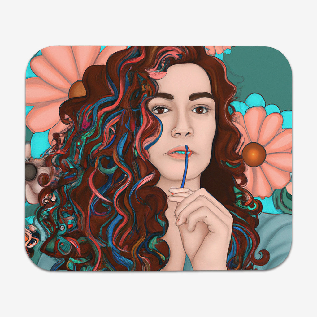 Thoughts Of Flowers Mousepad - DALL-E By Open AI - Mockup