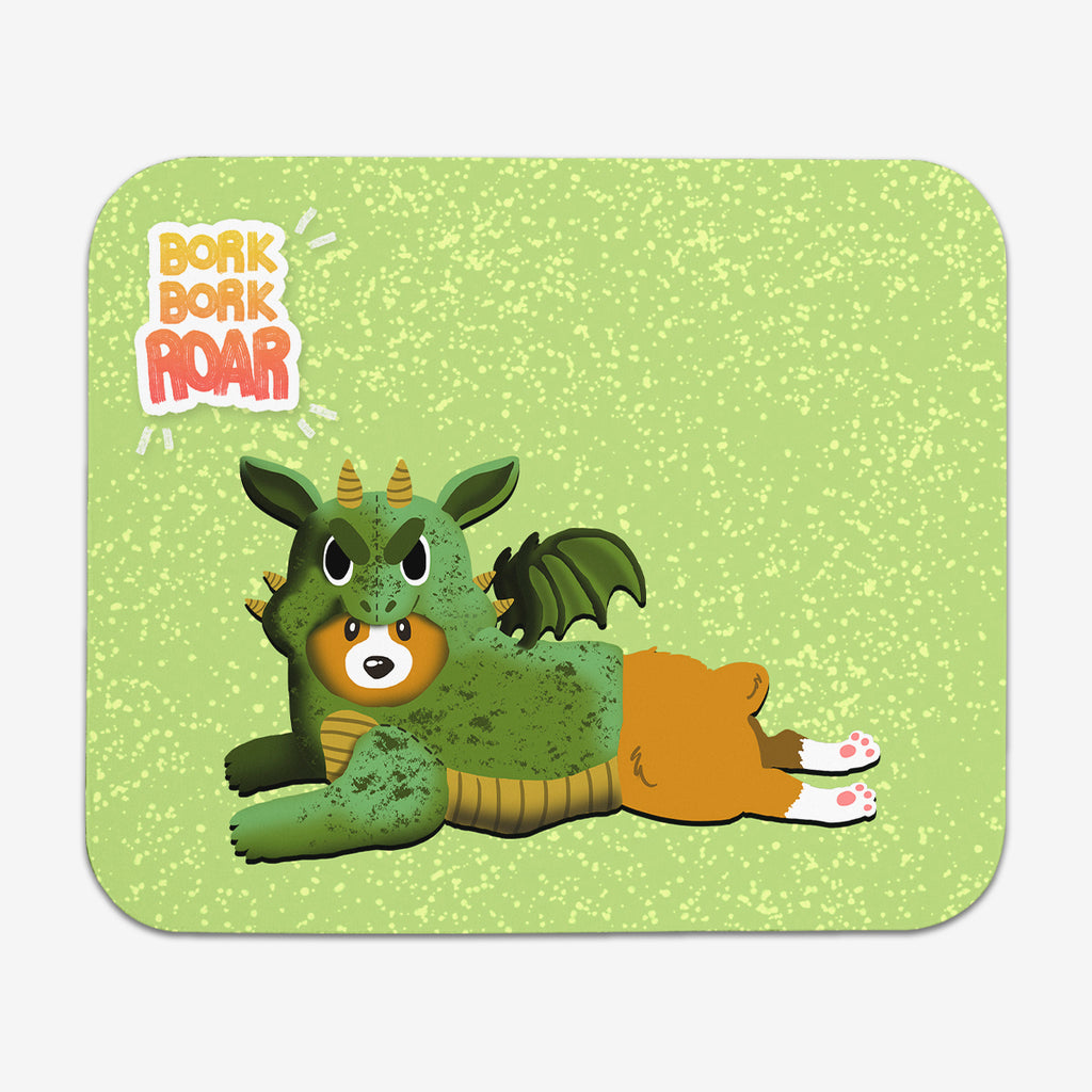 Dragon Corgi Mousepad - Inked Gaming - EG - Mockup - Green