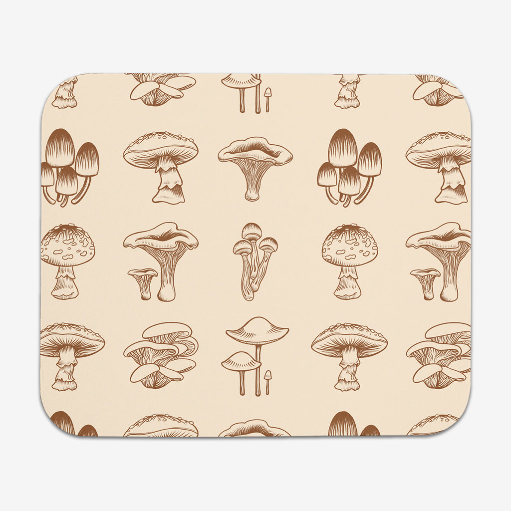 Forest Mushrooms Mousepad - Inked Gaming - CC - Mockup - Chantrelle