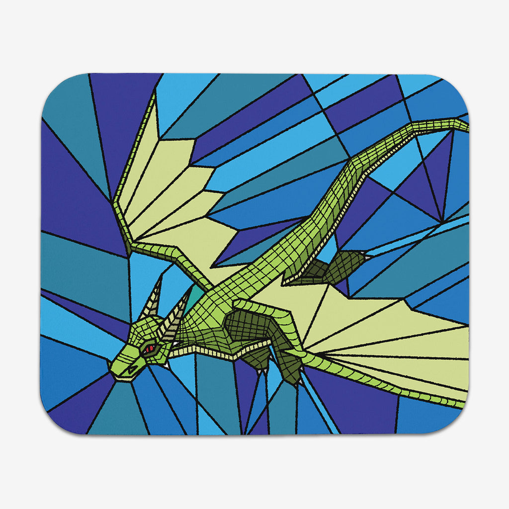 Stained Glass Flying Dragon Mousepad