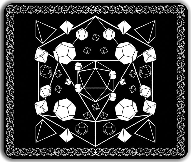 D20 Polyhedral Dice Set Mousepad - PeckNOrder - Mockup - Black