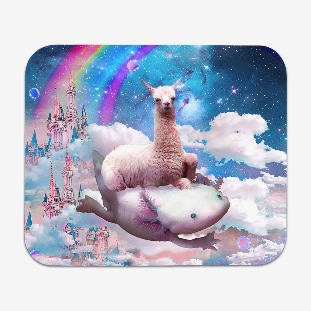 Llama Axolotl Adventure Mousepad - Random Galaxy - Mockup