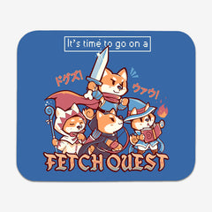 Classic mousepad of Time To Go On A Fetch Quest by TechraNova. A group of four dogs dressed as adventures.