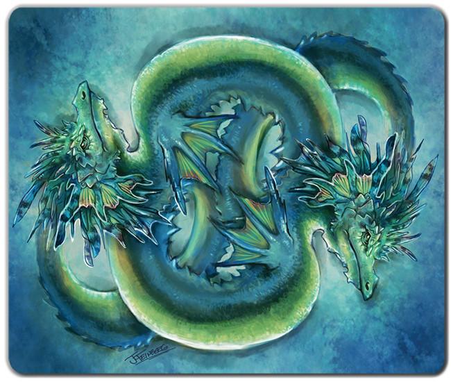 Twin Aquatic Dragons Mousepad - Jessica Feinberg - Mockup