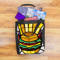 Stained Glass Burger and Fries Day Tote - DALL-E By Open AI - Lifestyle 3