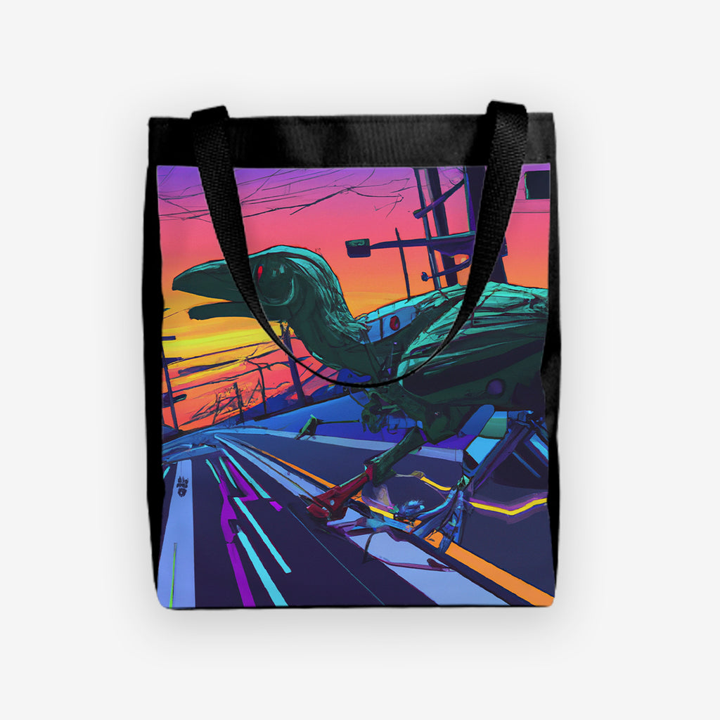 Vaporwave Robot Dinosaur Day Tote - DALL-E By Open AI - Mockup