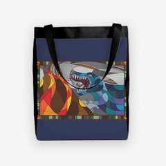 Stained Glass Dinosaur Day Tote - Inked Gaming - HD - Mockup - Blue