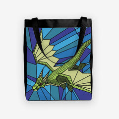 Stained Glass Flying Dragon Day Tote - Inked Gaming - EG - Mockup - Blue