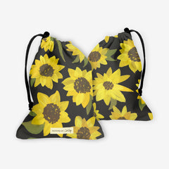 Sunflowers Acrylic Dice Bag - CatCoq - Mockup - Charcoal - FB