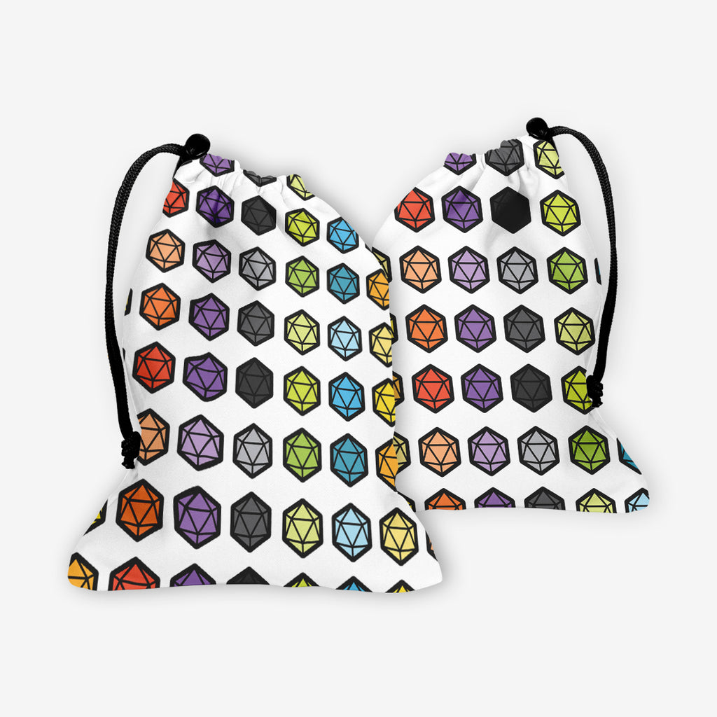 Inked Rainbow D20 Pattern Dice Bag