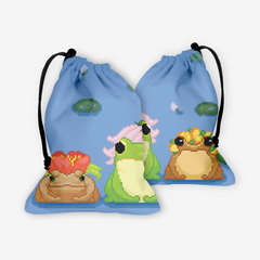 Pixel Frogs In Hats Dice Bag - Inked Gaming - LL - Mockup - FB
