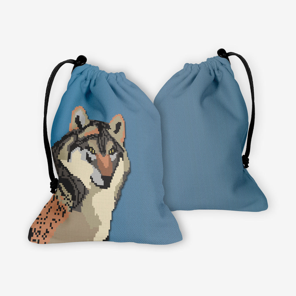 Pixel Wolf Dice Bag - Inked Gaming - EG - Mockup - Cobalt - FB