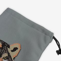 Pixel Wolf Dice Bag - Inked Gaming - EG - Corner  - Steel