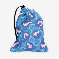 Polka Dot Axolotls Dice Bag - Inked Gaming - HD - Mockup - Blue