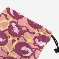 Polka Dot Axolotls Dice Bag - Inked Gaming - HD - Corner - Yellow