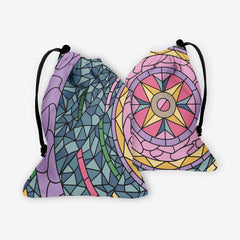 Stained Glass Circle Dice Bag - Inked Gaming - KB - Mockup - Pink - FB