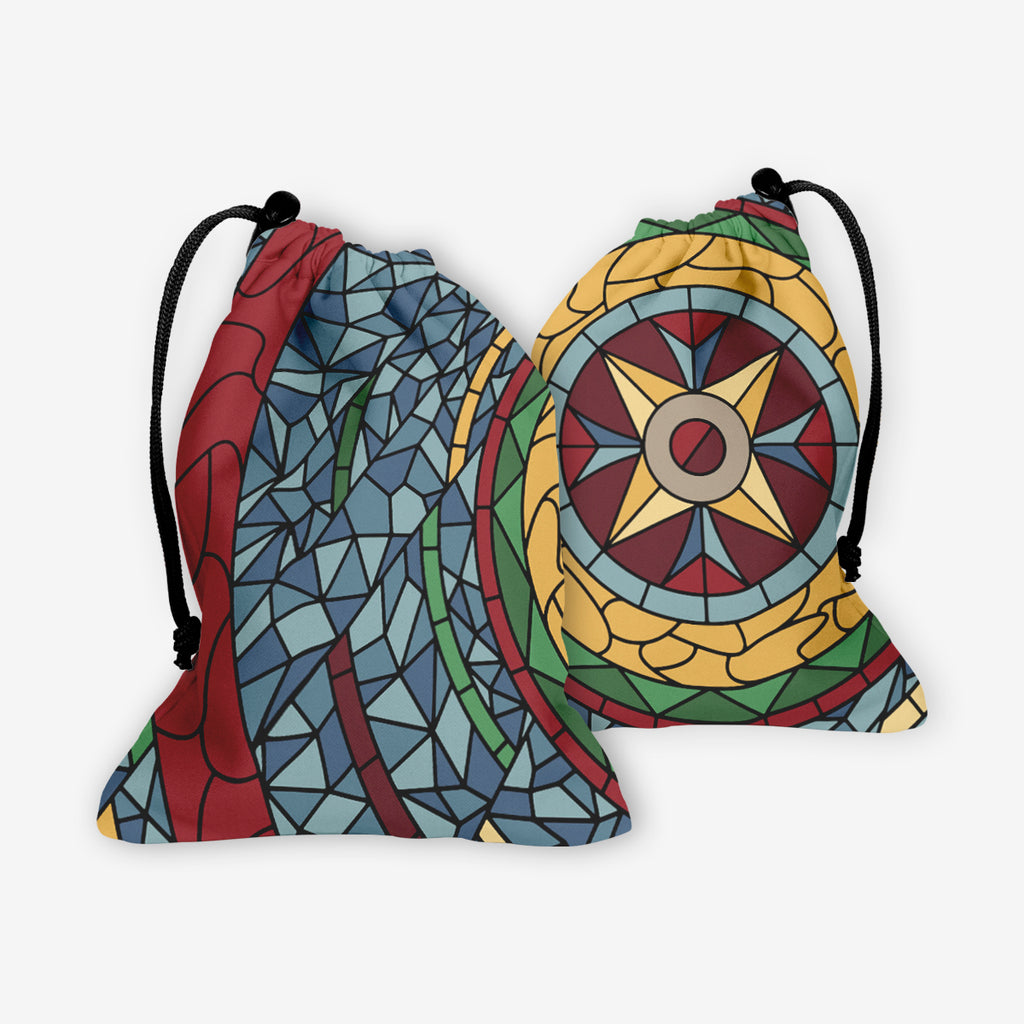 Stained Glass Circle Dice Bag - Inked Gaming - KB - Mockup - Red - FB