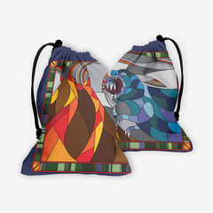 Stained Glass Dinosaur Dice Bag - Inked Gaming - HD - Mockup - Blue - FB