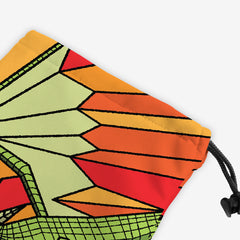 Stained Glass Flying Dragon Dice Bag - Inked Gaming - EG - Corner - Orange