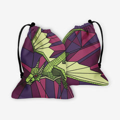 Stained Glass Flying Dragon Dice Bag - Inked Gaming - EG - Mockup - Purple - FB