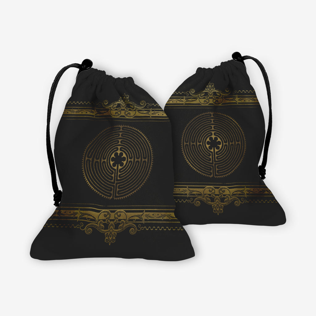 Labyrinth Dice Bag - Mythic Mats - Mockup - Black - FB