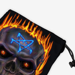 Flaming Pentagram Skull Dice Bag