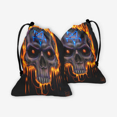 Flaming Pentagram Skull Dice Bag