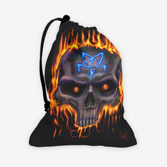 Flaming Pentagram Skull Dice Bag