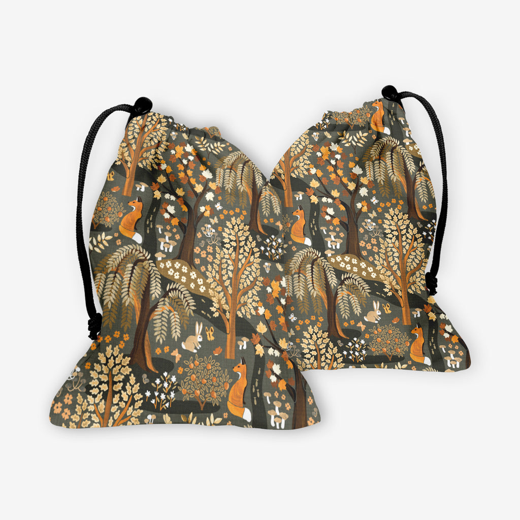 Alice's Woodland Wonderland Dice Bag - TigaTiga - Mockup - Brown - F