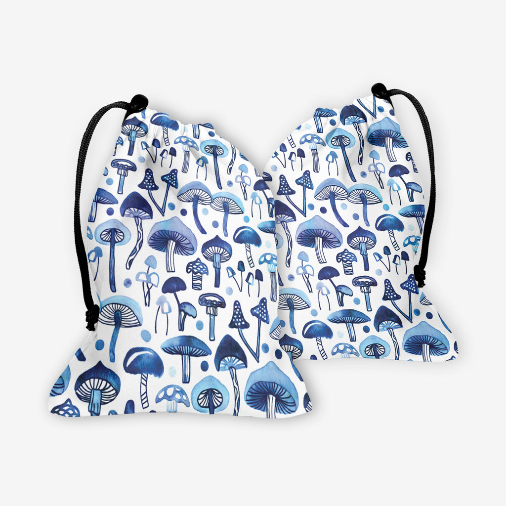 Watercolor Mushrooms Dice Bag - TigaTiga - Mockup - Blue - FB
