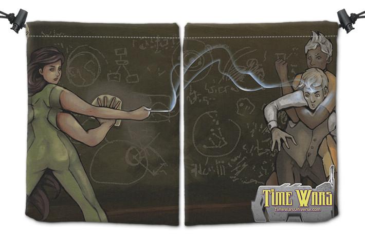 Rewrite the Books Dice Bag - Time Wars - Mockup