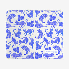Cat Positions Pattern Mousepad - CatCoq - Mockup - Blue - 051