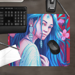 Woman In The Flowers Mousepad - DALL-E By Open AI - Lifestyle - 051