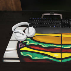 Stained Glass Burger and Fries Extended Mousepad