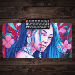 Woman In The Flowers Extended Mousepad