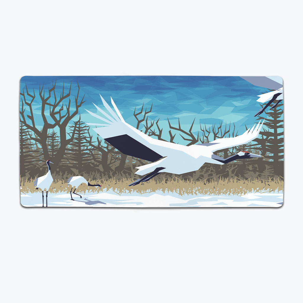 Red Crowned Cranes Extended Mousepad