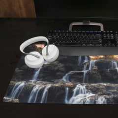 AI Waterfall Sunset Extended Mousepad