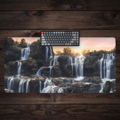 AI Waterfall Sunset Extended Mousepad