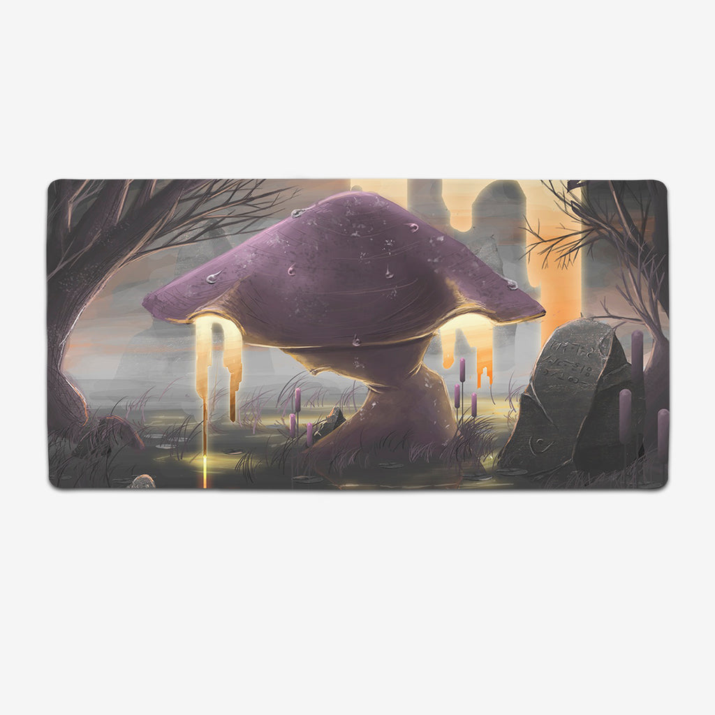 Purple Mushroom Swamp Extended Mousepad - Mundane Massacre - Mockup - XL