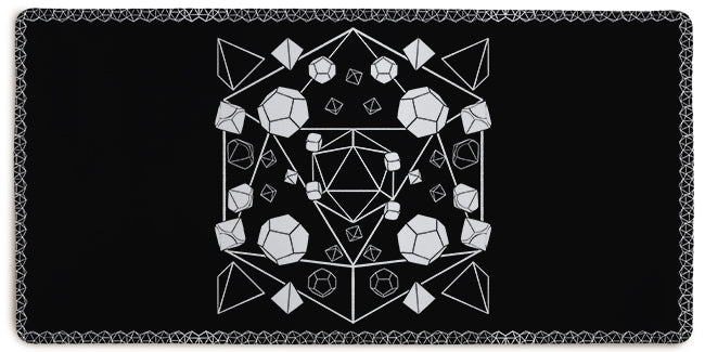 D20 Polyhedral Dice Set Extended Mousepad - PeckNOrder - Mockup - Black - XL