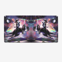 Galaxy Cat On Dinosaur Unicorn in Space Extended Mousepad