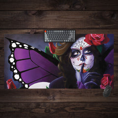 Sugar Skull Rose Garden Extended Mousepad