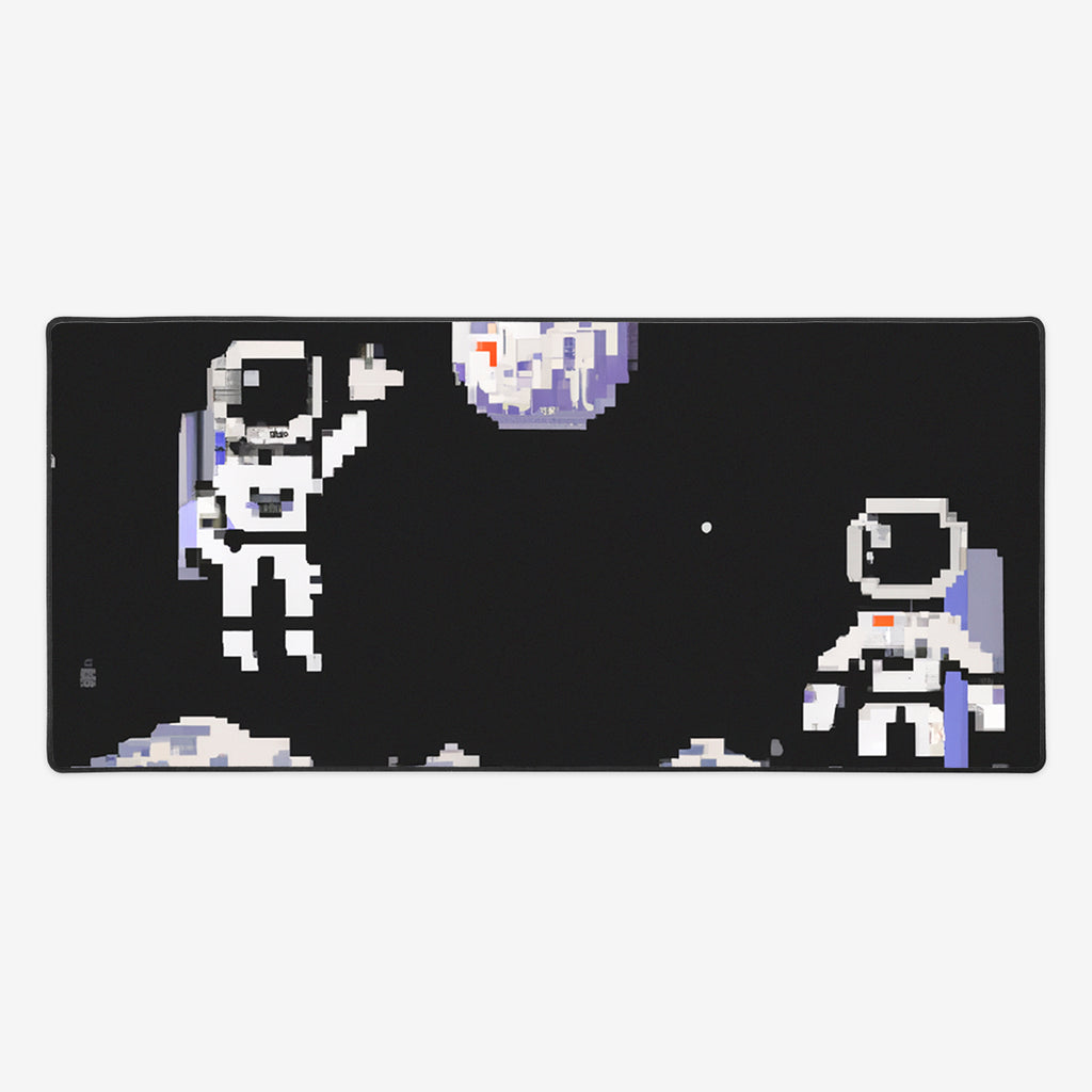 Pixel Astronauts On The Moon Extended Mousepad