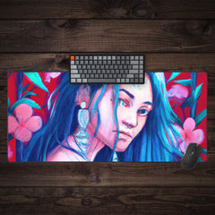 Woman In The Flowers Extended Mousepad